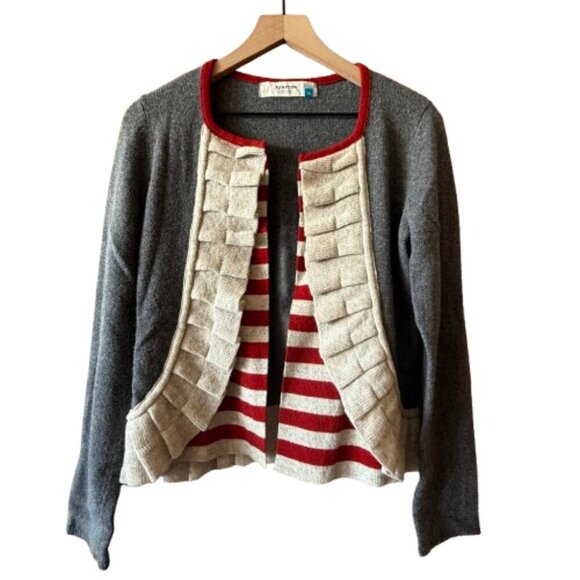 Women's M Anthropologie x Sparrow Cashmere/Lambswool Blend Ruffle Open Cardigan - Picture 1 of 8